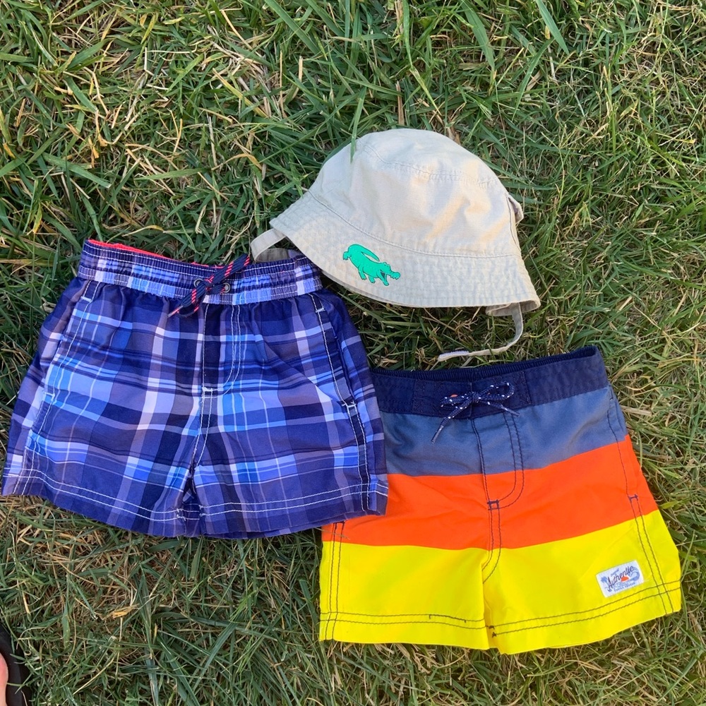 Carter’s 18 mo Boy Swim Trunks + Bucket Hat